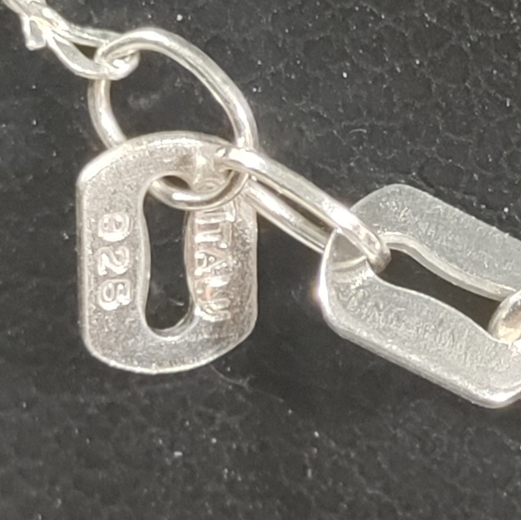 Silver Wave Necklace with O-shape  Chain - Picture 3 of 5